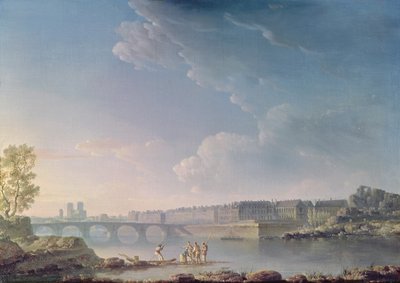 Het Île Saint-Louis en de Pont de la Tournelle, c.1780 door Alexandre Jean Noel